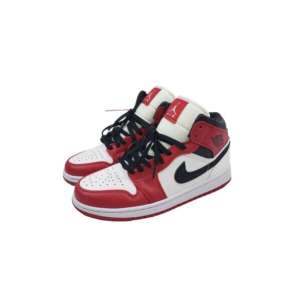 Nike Air Jordan 1 Mid Chicago White Heel Sneaker White/Gym Red/Black - Size‎ 9.5 - Picture 1 of 9